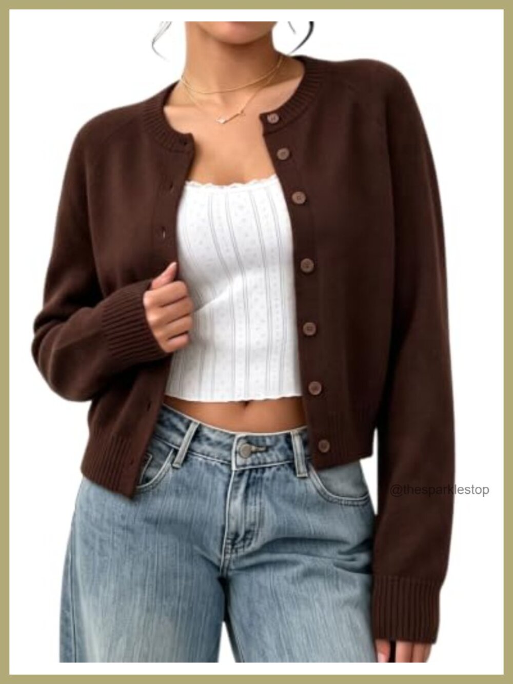 Chunky Knit Cropped Cardigan Sweater for Women Button Front Long Sleeve